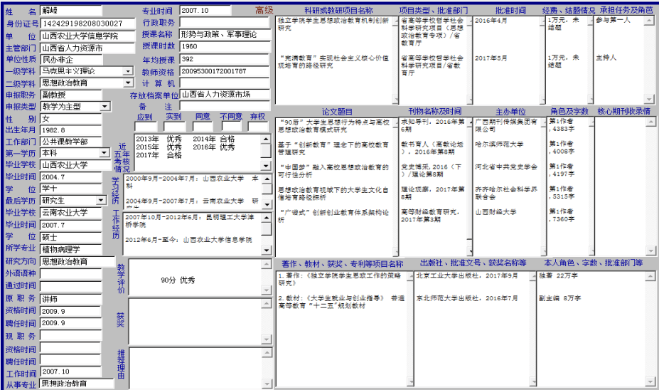 2017年申报副教授职称人员材料公示